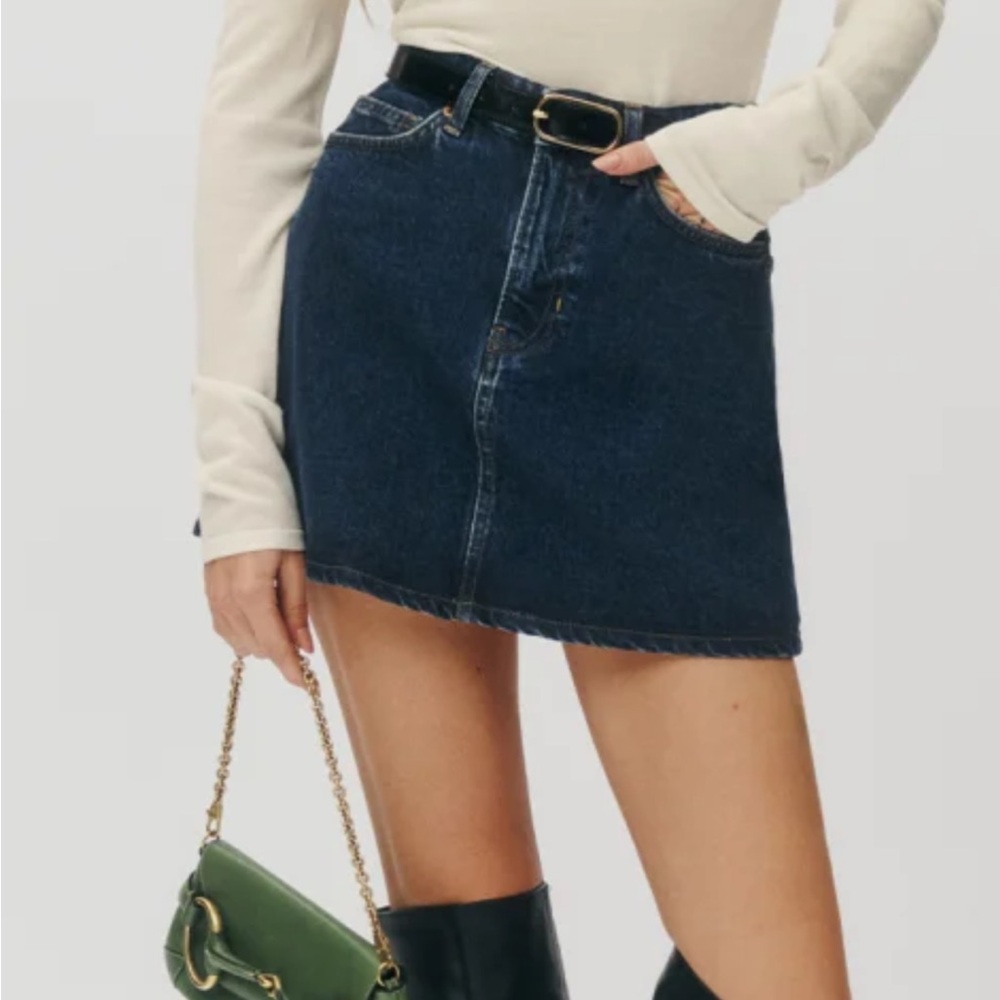 BRAND NEW REFORMATION - Lydia high rise denim mini skirt